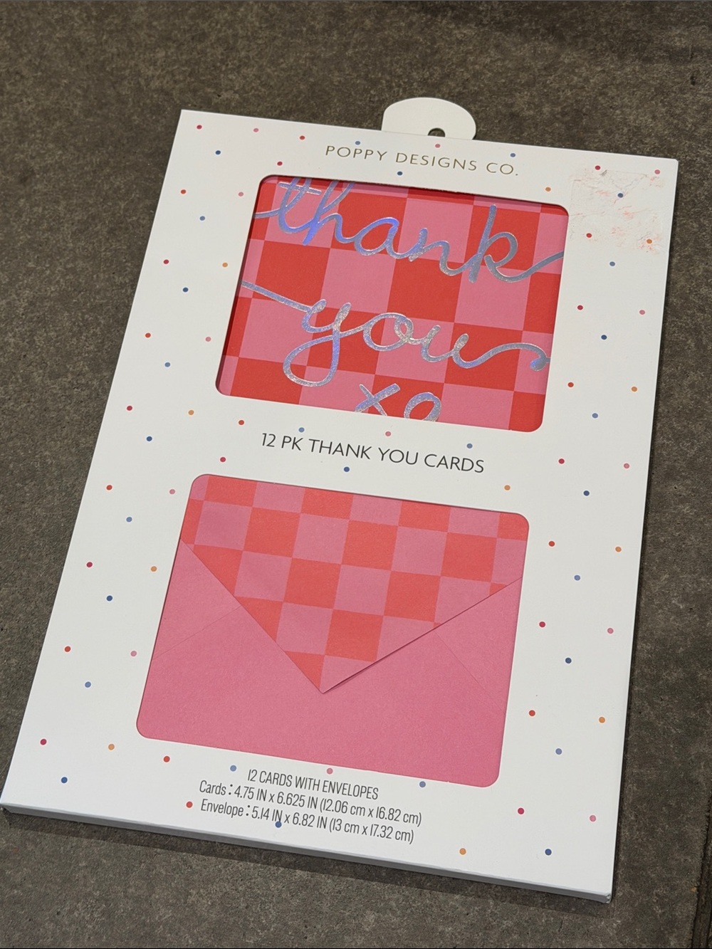 Pink & Red Check Thank You Card Set